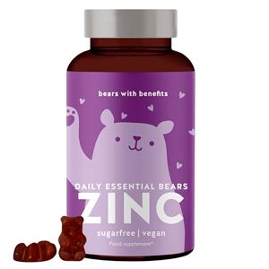 Bears with Benefits Zinc Gummy Bears - Support Healthy Hair, Skin and a Strong Immune System with 15mg zinc Citrate per Daily dose - 45 Pieces - Vegan Sugar-Free Vitamin Gummies - Bears with Benefits