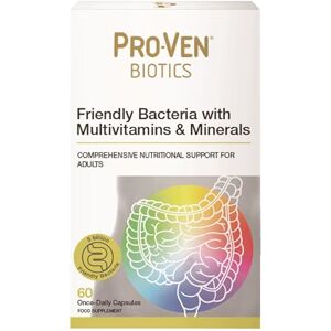 Pro-Ven Biotics for Adults Gut Health & Immune System Support 5 Billion CFU & Multivitamin Supplement for Men & Women Reduces Bloating & IBS 60 Capsules Pro-Ven Biotics for Adults Gut Health & Immune System Support 5 Billion CFU & Multivitamin Supplement for Men & Women Reduces Bloating & IBS 60 Capsules