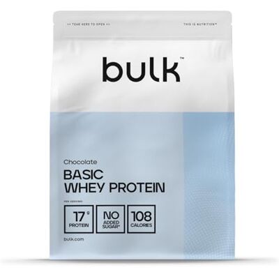 BULK POWDERS Bulk Basic Whey Protein Powder Chocolate 1.25 kg 41 Servings Up to 18g Protein per Serving Low Sugar Fast Absorbing Formula Gym Supplement Supports Muscle Growth & Recovery BULK POWDERS Bulk Basic Whey Protein Powder Chocolate 1.25 kg 41 Servings Up to 18g Protein per Serving Low Sugar Fast Absorbing Formula Gym Supplement Supports Muscle Growth & Recovery