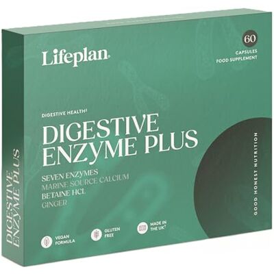 LIFEPLAN Digestive Enzymes Plus 60 Capsules – Digestive Enzyme Supplement – Gut Health, Bloating & Nutrient Absorption Support – 81.66g LIFEPLAN Digestive Enzymes Plus 60 Capsules – Digestive Enzyme Supplement – Gut Health, Bloating & Nutrient Absorption Support – 81.66g