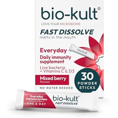 Bio-Kult Everyday Fast Dissolve Probiotic Powder for Immune System, Mixed Berry Flavour, 30 Sachets Bio-Kult Everyday Fast Dissolve Probiotic Powder for Immune System, Mixed Berry Flavour, 30 Sachets