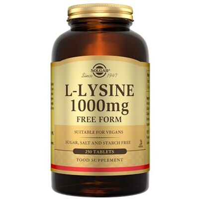 Solgar L-Lysine 1000 mg Food Supplement, Pack of 250 Tablets Premium Amino Acid Range Vegan, Gluten Free Solgar L-Lysine 1000 mg Food Supplement, Pack of 250 Tablets Premium Amino Acid Range Vegan, Gluten Free