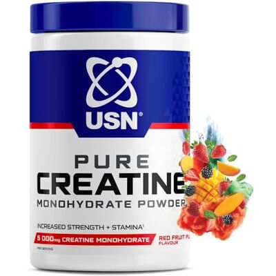 USN Pure Creatine Monohydrate Powder 360g Red Fruit Punch 60 Servings 5g Micronised Creatine Flavoured Creatine for Strength, Endurance & Performance USN Pure Creatine Monohydrate Powder 360g Red Fruit Punch 60 Servings 5g Micronised Creatine Flavoured Creatine for Strength, Endurance & Performance