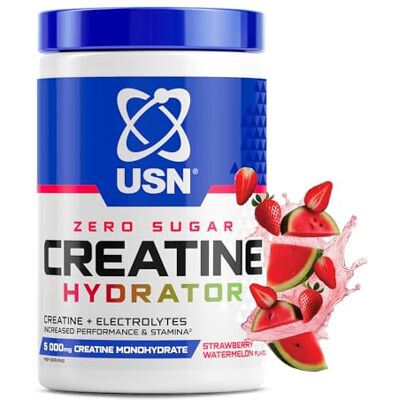 USN Creatine Hydrator Powder Creatine Monohydrate with Electrolytes Hydration, Strength & Performance Support Intra Workout for Endurance & Recovery 330g (30 Servings) Strawberry Watermelon USN Creatine Hydrator Powder Creatine Monohydrate with Electrolytes Hydration, Strength & Performance Support Intra Workout for Endurance & Recovery 330g (30 Servings) Strawberry Watermelon