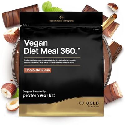 THE PROTEIN WORKS Protein Works Vegan Diet Meal 360 GOLD Innovation, Vegan Protein, Diet Meal Replacement Shake, Supports Healthy Weight Loss, Low Sugar, High Fibre, Chocolate Bueno, 14 Meals, 1kg THE PROTEIN WORKS Protein Works Vegan Diet Meal 360 GOLD Innovation, Vegan Protein, Diet Meal Replacement Shake, Supports Healthy Weight Loss, Low Sugar, High Fibre, Chocolate Bueno, 14 Meals, 1kg