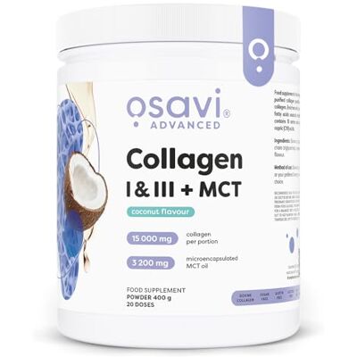 OSAVI Collagen Type I & III + Coconut MCT – 400 g Powder Hydrolyzed Collagen Peptides C8 & C10 Fatty Acids 18 Amino Acids Sugar-Free Coconut Flavor OSAVI Collagen Type I & III + Coconut MCT – 400 g Powder Hydrolyzed Collagen Peptides C8 & C10 Fatty Acids 18 Amino Acids Sugar-Free Coconut Flavor