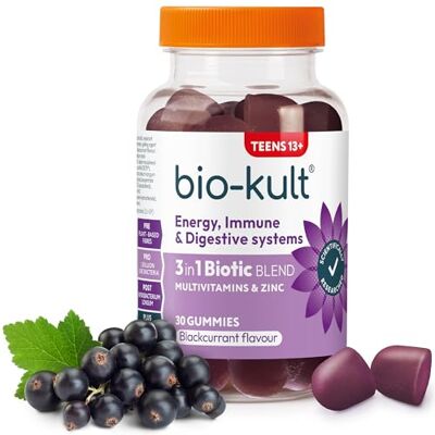 Bio-Kult 3in1 Gut Health Gummies for Teens 2B CFU + Multivitamins Blackcurrant Flavour Ages 13+ 30 Probiotic Gummies Bio-Kult 3in1 Gut Health Gummies for Teens 2B CFU + Multivitamins Blackcurrant Flavour Ages 13+ 30 Probiotic Gummies