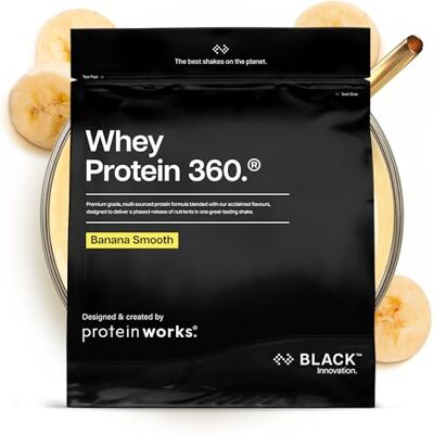 THE PROTEIN WORKS Protein Works Whey Protein 360 Black, Banana Milkshake, 600g THE PROTEIN WORKS Protein Works Whey Protein 360 Black, Banana Milkshake, 600g