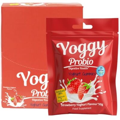 Yoggy ProBio Yoghurt Gut Health Gummies,10 Gummies per Pack, 10 Packs With Calcium & Vitamin D – Gut Health Supplements Healthy Snacks Strawberry Yoghurt Flavour 2 Servings Snack Pack Yoggy ProBio Yoghurt Gut Health Gummies,10 Gummies per Pack, 10 Packs With Calcium & Vitamin D – Gut Health Supplements Healthy Snacks Strawberry Yoghurt Flavour 2 Servings Snack Pack