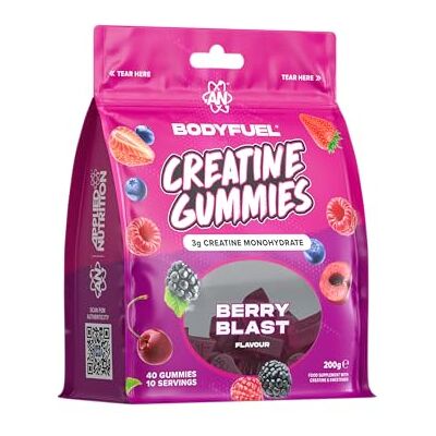 Applied Nutrition BodyFuel Creatine Gummies 3g Creatine Monohydrate per Serving, Chewable Creatine Gummies for Strength Power & Performance Support (200g – 40 Gummies 10 Servings) (Berry Blast) Applied Nutrition BodyFuel Creatine Gummies 3g Creatine Monohydrate per Serving, Chewable Creatine Gummies for Strength Power & Performance Support (200g – 40 Gummies 10 Servings) (Berry Blast)