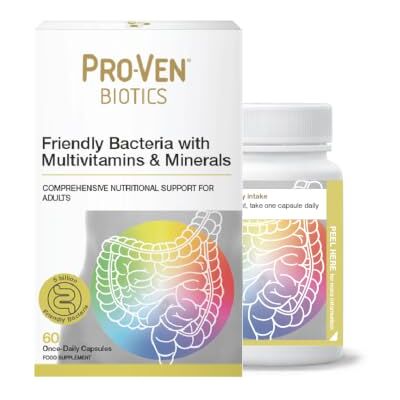 Pro-Ven Biotics for Adults Gut Health & Immune System Support 5 Billion CFU & Multivitamin Supplement for Men & Women Reduces Bloating & IBS 60 Capsules Pro-Ven Biotics for Adults Gut Health & Immune System Support 5 Billion CFU & Multivitamin Supplement for Men & Women Reduces Bloating & IBS 60 Capsules