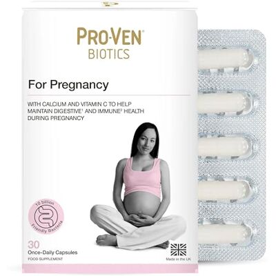 Pro-Ven Probiotics for Pregnancy Gut Health & Immune System Support Supplement Vitamin C and Calcium Safe for Mum and Baby 10 Billion CFU 30 Capsules Pro-Ven Probiotics for Pregnancy Gut Health & Immune System Support Supplement Vitamin C and Calcium Safe for Mum and Baby 10 Billion CFU 30 Capsules