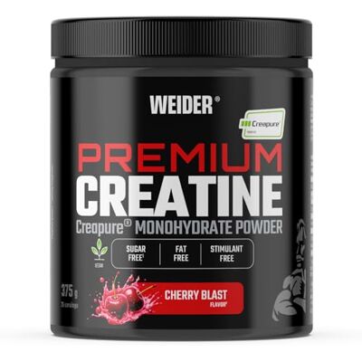 Weider Premium Creatine (375g) Cherry Blast Flavour, Creatine Monohydrate 100% Creapure Quality, No Added Suger, Vegan, Helps to Increase Physical Performance (75 Servings) Weider Premium Creatine (375g) Cherry Blast Flavour, Creatine Monohydrate 100% Creapure Quality, No Added Suger, Vegan, Helps to Increase Physical Performance (75 Servings)