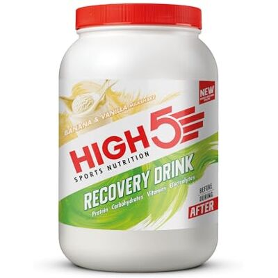 HIGH5 Recovery Drink, Protein Powder & Electrolytes, Banana & Vanilla,1.6kg Fast-Absorbing Post Workout Shake with 20g Whey Protein, Carbohydrates and 32 Servings for Muscle Recovery. HIGH5 Recovery Drink, Protein Powder & Electrolytes, Banana & Vanilla,1.6kg Fast-Absorbing Post Workout Shake with 20g Whey Protein, Carbohydrates and 32 Servings for Muscle Recovery.