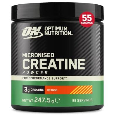 Optimum Nutrition Micronised Creatine Monohydrate Powder, 247.5g Orange, 55 Servings, Supplement to Support Muscle Strength & Power, Pre and Post Workout Optimum Nutrition Micronised Creatine Monohydrate Powder, 247.5g Orange, 55 Servings, Supplement to Support Muscle Strength & Power, Pre and Post Workout
