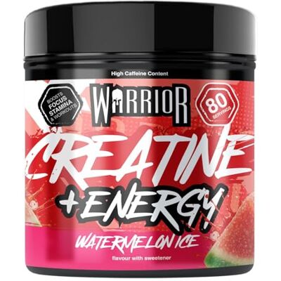 Warrior Creatine Monohydrate Powder + Energy 360g (80 Servings) – Micronised Creatine Powder Supplement + Vitamin B & Caffeine for Energy & Focus, Pre & Post Workout for Men & Women – Watermelon Ice Warrior Creatine Monohydrate Powder + Energy 360g (80 Servings) – Micronised Creatine Powder Supplement + Vitamin B & Caffeine for Energy & Focus, Pre & Post Workout for Men & Women – Watermelon Ice