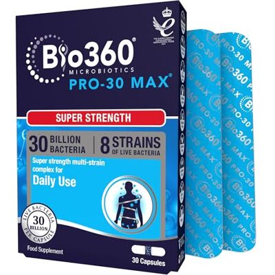 Natures Aid Bio360 Pro-30 Max 30 Billion CFU Supplement – 30 Capsules Supports Gut Health, Immunity & Digestion, High Strength Live Cultures, Vegan, Gluten-Free, Non-GMO Natures Aid Bio360 Pro-30 Max 30 Billion CFU Supplement – 30 Capsules Supports Gut Health, Immunity & Digestion, High Strength Live Cultures, Vegan, Gluten-Free, Non-GMO