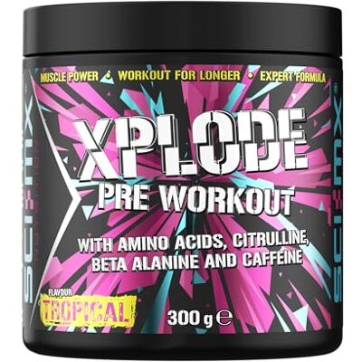 SCI-MX • X-PLODE Pre-Workout 300g • Tropical Flavour • 250mg Caffeine Tropical Flavour Pre Workout • High Caffeine Formula • Energy & Focus Support • Boosts Performance • Training Intensity SCI-MX • X-PLODE Pre-Workout 300g • Tropical Flavour • 250mg Caffeine Tropical Flavour Pre Workout • High Caffeine Formula • Energy & Focus Support • Boosts Performance • Training Intensity
