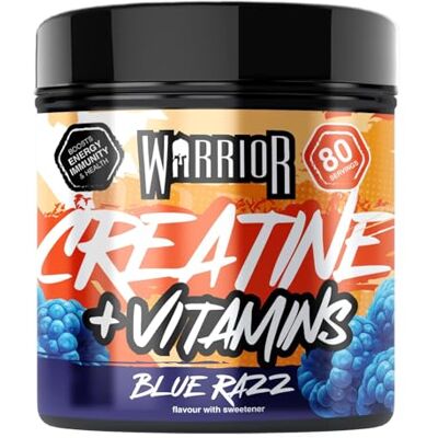 Warrior Creatine Monohydrate 360g (80 Servings) – Creatine Powder + Multivitamin with Magnesium & Vitamin D – All-in-One Gym & Sports Performance Formula for Strength, Muscle & Energy – Blue Raspberry Warrior Creatine Monohydrate 360g (80 Servings) – Creatine Powder + Multivitamin with Magnesium & Vitamin D – All-in-One Gym & Sports Performance Formula for Strength, Muscle & Energy – Blue Raspberry