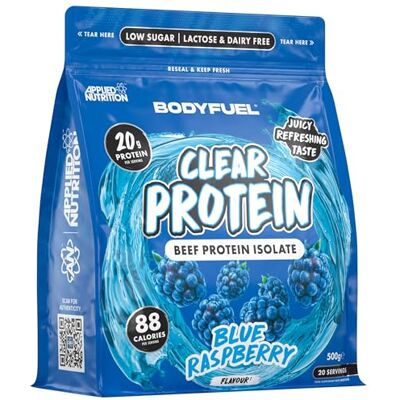 Applied Nutrition BodyFuel Clear Protein Beef Protein Isolate Clear & Refreshing Best Low Sugar & Lactose-Free Protein Supplement Muscle Support (500g 20 Servings) (Blue Raspberry) Applied Nutrition BodyFuel Clear Protein Beef Protein Isolate Clear & Refreshing Best Low Sugar & Lactose-Free Protein Supplement Muscle Support (500g 20 Servings) (Blue Raspberry)