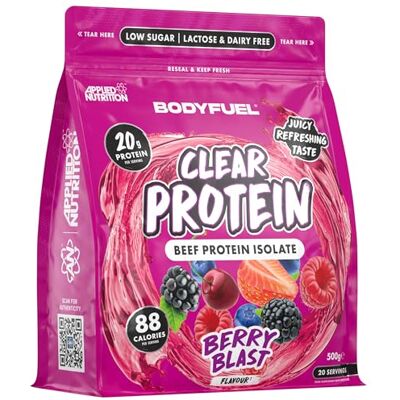 Applied Nutrition BodyFuel Clear Protein Beef Protein Isolate Clear & Refreshing Best Low Sugar & Lactose-Free Protein Supplement Muscle Support (500g 20 Servings) (Berry Blast) Applied Nutrition BodyFuel Clear Protein Beef Protein Isolate Clear & Refreshing Best Low Sugar & Lactose-Free Protein Supplement Muscle Support (500g 20 Servings) (Berry Blast)