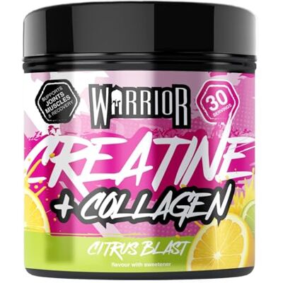 Warrior Creatine Monohydrate Powder + Hydrolysed Collagen Peptides 270g (30 Servings) – Micronised Creatine and Collagen Supplement for Muscle, Hair, Skin, Nails & Joints for Women – Citrus Blast Warrior Creatine Monohydrate Powder + Hydrolysed Collagen Peptides 270g (30 Servings) – Micronised Creatine and Collagen Supplement for Muscle, Hair, Skin, Nails & Joints for Women – Citrus Blast