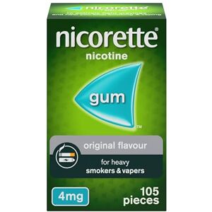 Nicorette 4mg Gum Original Flavour (105 Pieces), Discreet Stop Smoking and Stop Vaping Aid to Help you Quit For Good, Tackle Cravings and Withdrawal Symptoms, Nicotine Gum (Quit Smoking or Vaping) Nicorette 4mg Gum Original Flavour (105 Pieces), Discreet Stop Smoking and Stop Vaping Aid to Help you Quit For Good, Tackle Cravings and Withdrawal Symptoms, Nicotine Gum (Quit Smoking or Vaping)