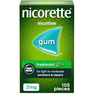 Nicorette Freshmint 2mg Gum (105 Pieces), Discreet Stop Smoking and Stop Vaping Aid to Help you Quit For Good, Tackle Cravings and Withdrawal Symptoms, Freshmint Nicotine Gum (Quit Smoking or Vaping) Nicorette Freshmint 2mg Gum (105 Pieces), Discreet Stop Smoking and Stop Vaping Aid to Help you Quit For Good, Tackle Cravings and Withdrawal Symptoms, Freshmint Nicotine Gum (Quit Smoking or Vaping)
