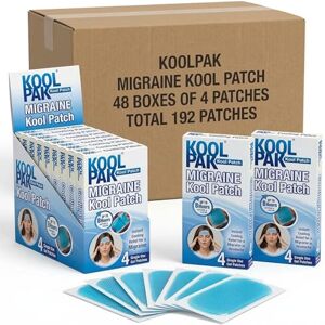 Koolpak Migraine Cooling Patches – Box of 48 Packs (192 Gel Strips) – Bulk Supply for Workplace, Pharmacy or Clinic – Non-Medicinal Cooling Strips for Migraine and Headache Relief – 8 Hour Cooling Koolpak Migraine Cooling Patches – Box of 48 Packs (192 Gel Strips) – Bulk Supply for Workplace, Pharmacy or Clinic – Non-Medicinal Cooling Strips for Migraine and Headache Relief – 8 Hour Cooling