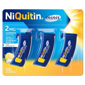 NiQuitin 2mg Minis Citrus Lozenges Citrus Flavour (3 x Pack of 20 Minis Nicotine Lozenges) Smoking Craving Relief in Just 3 Minutes* On The Go Pocket Sized Containers. NiQuitin 2mg Minis Citrus Lozenges Citrus Flavour (3 x Pack of 20 Minis Nicotine Lozenges) Smoking Craving Relief in Just 3 Minutes* On The Go Pocket Sized Containers.