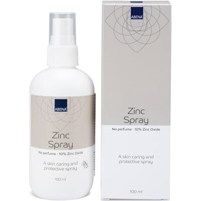 ABENA Zinc Spray, 100ml, Ideal for Sensitive and Delicate Skin, Wound Healing Cream in a Convenient Spray Bottle with 10% Zinc Oxide and No Fragrance Or Colour ABENA Zinc Spray, 100ml, Ideal for Sensitive and Delicate Skin, Wound Healing Cream in a Convenient Spray Bottle with 10% Zinc Oxide and No Fragrance Or Colour