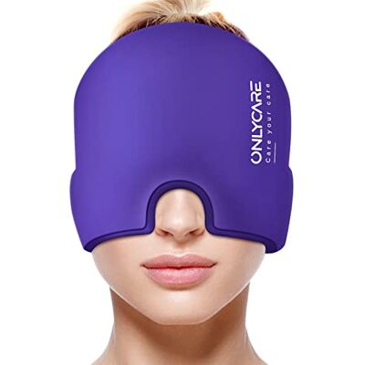 ONLYCARE Migraine Relief Cap, Upgraded Odorless Migraine Ice Head Wrap, Headache Relief Hat for Migraine, Purple ONLYCARE Migraine Relief Cap, Upgraded Odorless Migraine Ice Head Wrap, Headache Relief Hat for Migraine, Purple
