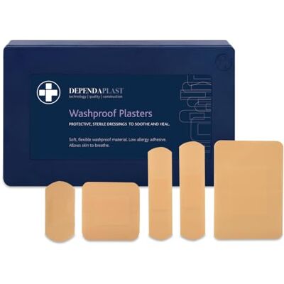 Reliance Medical Dependaplast Washproof Plasters Assorted Flexible PU Plastic Film, Secure Adhesive, Breathable, Waterproof Box of 120 Reliance Medical Dependaplast Washproof Plasters Assorted Flexible PU Plastic Film, Secure Adhesive, Breathable, Waterproof Box of 120