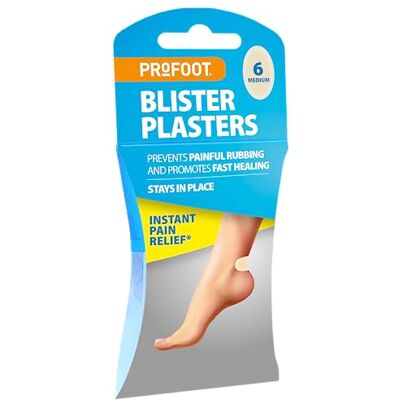 PROFOOT Blister Plasters 6 Medium Hydrocolloid-Based Plasters Ideal for Painful Blisters Prevents Painful Rubbing Instant Pain Relief Stays in Place PROFOOT Blister Plasters 6 Medium Hydrocolloid-Based Plasters Ideal for Painful Blisters Prevents Painful Rubbing Instant Pain Relief Stays in Place