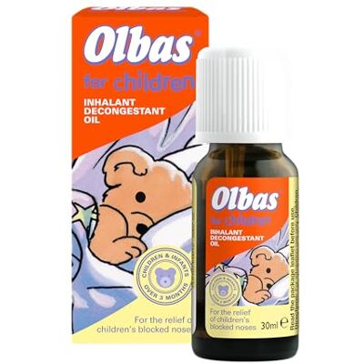 Olbas Oil for Children 30ml Inhalant Decongestant Oil Relief from Catarrh, Colds & Blocked Sinuses For Children over 3 Months Old Olbas Oil for Children 30ml Inhalant Decongestant Oil Relief from Catarrh, Colds & Blocked Sinuses For Children over 3 Months Old