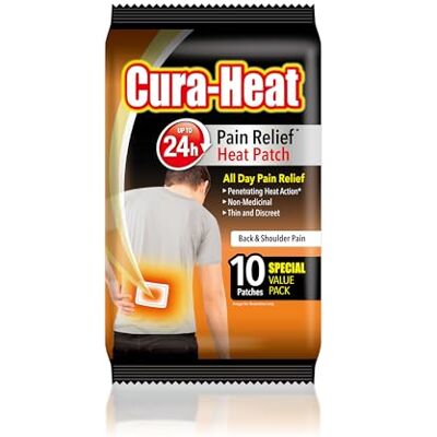 Cura-heat Back and Shoulder Pain Heat Patch 10 Patches Targeted Pain Relief Pain Relief up to 24h Penetrating Heat Action Cura-heat Back and Shoulder Pain Heat Patch 10 Patches Targeted Pain Relief Pain Relief up to 24h Penetrating Heat Action