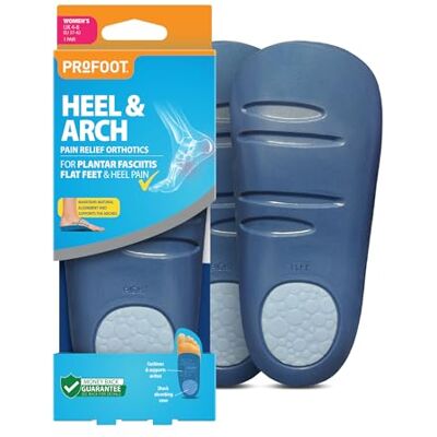 PROFOOT Heel and Arch Support Insoles for Women, Relieves Aching, Tired Feet, Ideal for Plantar Faciitis, Knee and Back Pain and Pronation, Pain Relief Orthotics, Shoe Inserts Pack of 1 PROFOOT Heel and Arch Support Insoles for Women, Relieves Aching, Tired Feet, Ideal for Plantar Faciitis, Knee and Back Pain and Pronation, Pain Relief Orthotics, Shoe Inserts Pack of 1