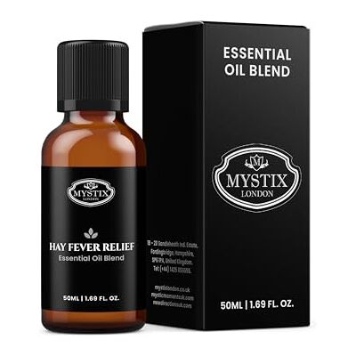 Mystic Moments Mystix London Hay Fever Relief Essential Oil Blend 50ml Mentha Arvensis & Lavandula Officinalis Fresh Cooling Aroma for Clear & Comfortable Atmosphere Mystic Moments Mystix London Hay Fever Relief Essential Oil Blend 50ml Mentha Arvensis & Lavandula Officinalis Fresh Cooling Aroma for Clear & Comfortable Atmosphere