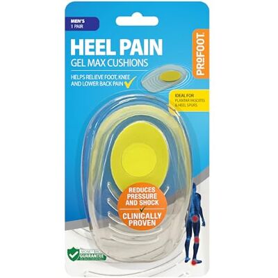 PROFOOT Gel Max Cushions for Heel Pain Men's Heel Cushions Gel Pad Cushions Ideal for Heel Spur, Plantar Fasciitis, Knee & Back Pain Reduces Pressure and Absorbs Shock PROFOOT Gel Max Cushions for Heel Pain Men's Heel Cushions Gel Pad Cushions Ideal for Heel Spur, Plantar Fasciitis, Knee & Back Pain Reduces Pressure and Absorbs Shock