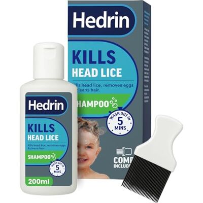 Hedrin Head Lice Shampoo & Comb Kit, Kills Nits & Eggs in 5 Minutes, 100ml Hedrin Head Lice Shampoo & Comb Kit, Kills Nits & Eggs in 5 Minutes, 100ml