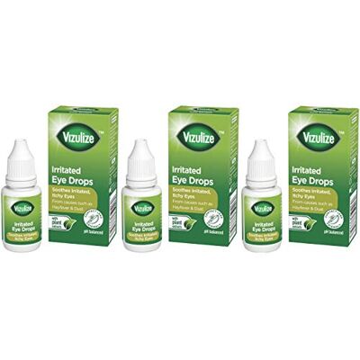 Vizulize Irritated Eye Drops, for Sore & Itchy Eyes, Soothing Relief with Natural Plant Extracts, 3 x 10 ml Bottles Vizulize Irritated Eye Drops, for Sore & Itchy Eyes, Soothing Relief with Natural Plant Extracts, 3 x 10 ml Bottles