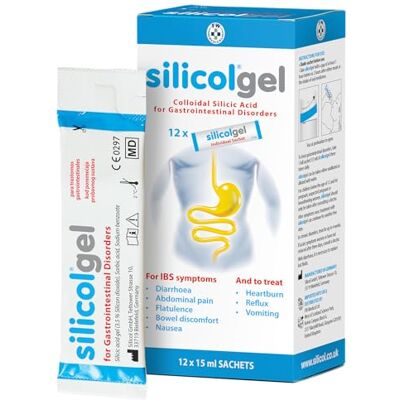 silicol gel Sachets Clinically Proven Relief for IBS Symptoms: Diarrhoea, Stomach Pain, Bloating and Flatulence. Also Treats Heartburn, Acid Reflux and Nausea. 12 x 15ml. silicol gel Sachets Clinically Proven Relief for IBS Symptoms: Diarrhoea, Stomach Pain, Bloating and Flatulence. Also Treats Heartburn, Acid Reflux and Nausea. 12 x 15ml.