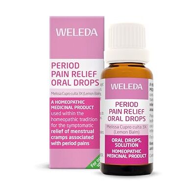 WELEDA Period Pain Relief Oral Drops, Menstrual Cramps, with Melissa Cupro 3X Lemon Balm, Homeopathic Product, Vegan, 25ml WELEDA Period Pain Relief Oral Drops, Menstrual Cramps, with Melissa Cupro 3X Lemon Balm, Homeopathic Product, Vegan, 25ml