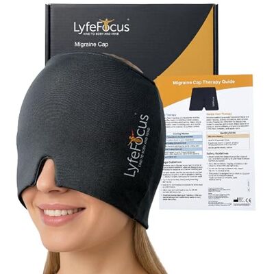 LyfeFocus Migraine Relief Cap – Hot & Cold Therapy Head Wrap for Migraine, Headache & Sinus Pressure Relief – Reusable Compression Cooling Cap – Black LyfeFocus Migraine Relief Cap – Hot & Cold Therapy Head Wrap for Migraine, Headache & Sinus Pressure Relief – Reusable Compression Cooling Cap – Black