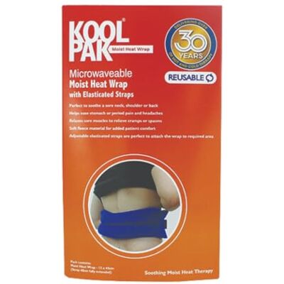 Koolpak Moist Heat Wrap with Elasticated Strap – Reusable Microwaveable Microbead Therapy for Pain Relief, Muscle Tension & Injury Recovery – 13 x 45cm Koolpak Moist Heat Wrap with Elasticated Strap – Reusable Microwaveable Microbead Therapy for Pain Relief, Muscle Tension & Injury Recovery – 13 x 45cm
