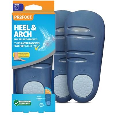PROFOOT Heel and Arch Support Insoles for Men, Relieves Aching, Tired Feet, Ideal for Plantar Faciitis, Knee and Back Pain and Pronation, Pain Relief Orthotics, Shoe Inserts Pack of 2 PROFOOT Heel and Arch Support Insoles for Men, Relieves Aching, Tired Feet, Ideal for Plantar Faciitis, Knee and Back Pain and Pronation, Pain Relief Orthotics, Shoe Inserts Pack of 2