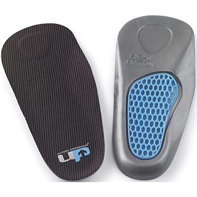 UPD Ultimate Performance UP Ultimate Gel Heel and Arch Support 3/4 Insole, Small/Medium, Black/Blue UPD Ultimate Performance UP Ultimate Gel Heel and Arch Support 3/4 Insole, Small/Medium, Black/Blue