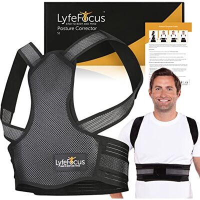 LyfeFocus S1 Premium Breathable Back Posture Corrector for Men & Women Upper Back Support, Back Brace & Straightener Effective Posture Correction for Neck, Shoulder & Back Pain (Black, Small) LyfeFocus S1 Premium Breathable Back Posture Corrector for Men & Women Upper Back Support, Back Brace & Straightener Effective Posture Correction for Neck, Shoulder & Back Pain (Black, Small)