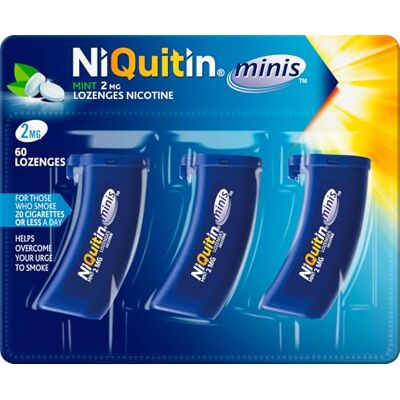 NiQuitin Minis Mint 2 mg Lozenges Effective Smoking Craving Relief Practical Pocket-Sized Container 60 Mini Lozenges 20 Count (Pack of 3) New Formulation NiQuitin Minis Mint 2 mg Lozenges Effective Smoking Craving Relief Practical Pocket-Sized Container 60 Mini Lozenges 20 Count (Pack of 3) New Formulation