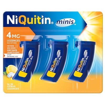 NiQuitin 4mg Minis Citrus Lozenges Citrus Flavour (3 x Pack of 20 Minis Nicotine Lozenges) Smoking Craving Relief in Just 3 Minutes* On The Go Oral Stop Smoking Aid Pocket Sized Containers. NiQuitin 4mg Minis Citrus Lozenges Citrus Flavour (3 x Pack of 20 Minis Nicotine Lozenges) Smoking Craving Relief in Just 3 Minutes* On The Go Oral Stop Smoking Aid Pocket Sized Containers.
